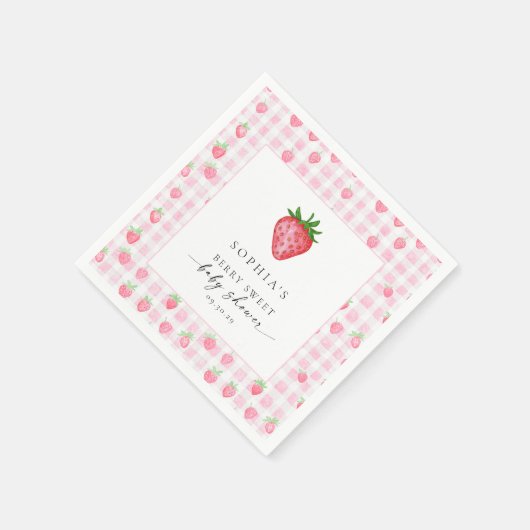 Berry Sweet Strawberry Baby Shower Serviette (Ecke)