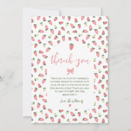 Berry Sweet Strawberry Baby Shower Thank You Dankeskarte