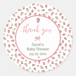 Berry Sweet Strawberry Baby Shower Thank You Runder Aufkleber