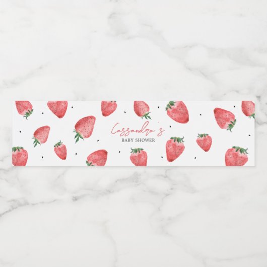 Berry Sweet Strawberry Baby Shower Wasserflaschenetikett (Einzelnes Label)