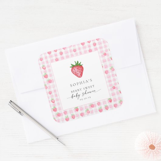 Berry Sweet Strawberry Baby ShowSquare Sticker (Umschlag)