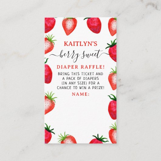 Berry Sweet Strawberry Babydusche Windelwindeln Begleitkarte (Vorderseite)