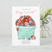 Berry Sweet Strawberry Bauern Market Baby Dusche Einladung (Stehend Vorderseite)