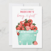 Berry Sweet Strawberry Bauern Markt Geburtstag Einladung (Vorderseite)