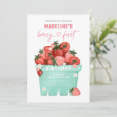 Berry Sweet Strawberry Bauern Markt Geburtstag Einladung (Stehend Vorderseite)