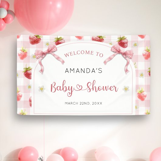 Berry Sweet Strawberry Begrüßungsbaby Dusche Banner