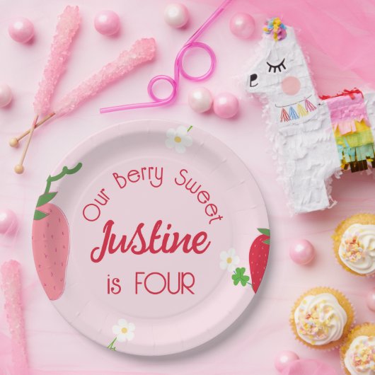 Berry Sweet Strawberry Birthday any Age Party Pappteller (Party)