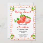 Berry Sweet Strawberry Birthday Einladung (Vorderseite)
