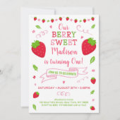 Berry Sweet Strawberry Birthday Einladung (Vorderseite)