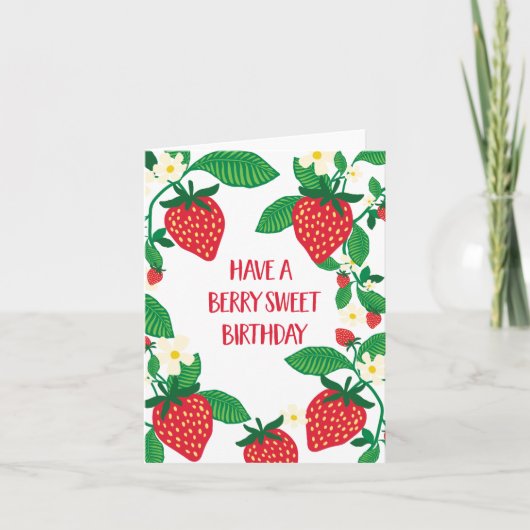 Berry Sweet Strawberry Birthday Karte (Vorderseite)