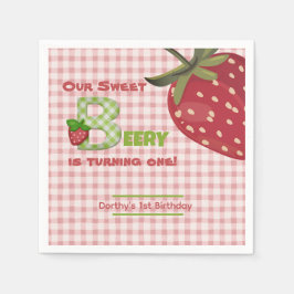 Berry Sweet Strawberry Birthday Paper Napkin Serviette