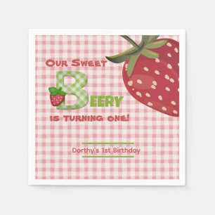Berry Sweet Strawberry Birthday Paper Napkin Serviette
