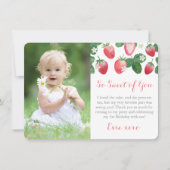 Berry Sweet Strawberry Birthday Party Foto Dankeskarte (Vorderseite)
