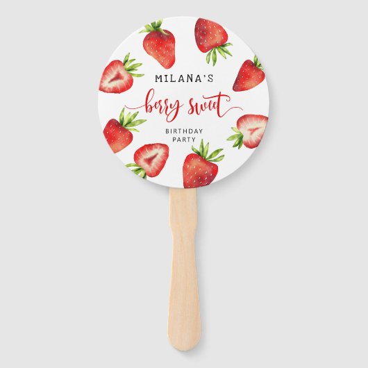 Berry Sweet Strawberry Birthday Party Foto Fächer (Vorderseite)