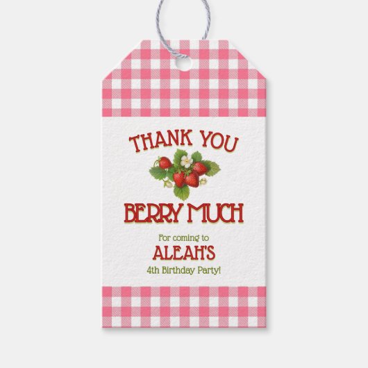 Berry Sweet Strawberry Birthday Party Geschenkanhänger (Vorderseite)