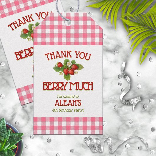 Berry Sweet Strawberry Birthday Party Geschenkanhänger