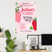 Berry Sweet Strawberry Birthday Party Poster (Heimbüro)