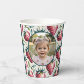 Berry Sweet Strawberry Birthday Photo Pappbecher (Rückseite)