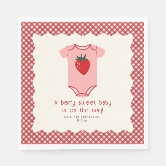 Berry Sweet Strawberry Bodysuit Babydusche Serviette (Vorderseite)