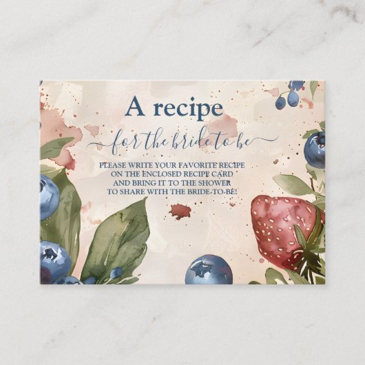 Berry Sweet Strawberry Brautparty Rezept Begleitkarte (Vorderseite)