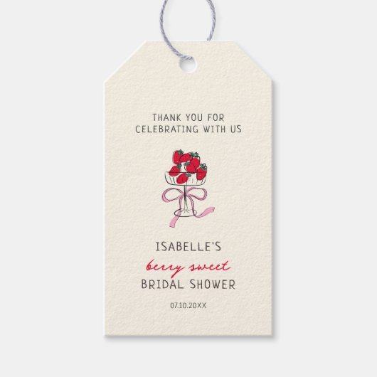 Berry Sweet Strawberry Bridal Shower  Geschenkanhänger (Vorderseite)