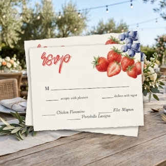 Berry Sweet Strawberry Bridal Shower RSVP Card Postkarte