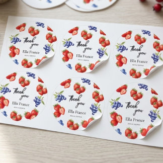 Berry Sweet Strawberry Bridal Shower  Runder Aufkleber