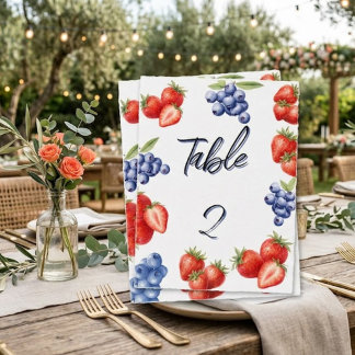 Berry Sweet Strawberry Bridal Shower Table Number  Postkarte