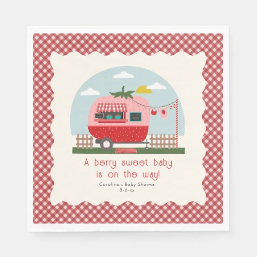 Berry Sweet Strawberry Camper Babydusche Serviette (Vorderseite)