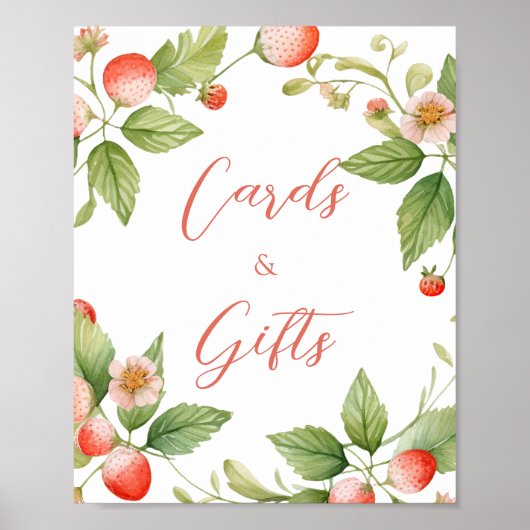 Berry Sweet Strawberry Cards and Gifts Sign Poster (Vorne)