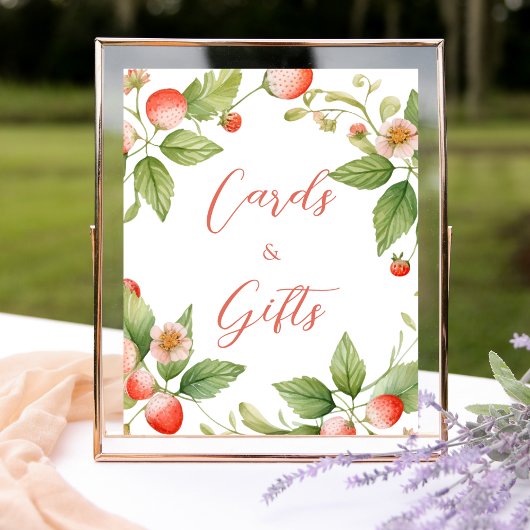 Berry Sweet Strawberry Cards and Gifts Sign Poster