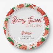Berry Sweet Strawberry Checkered Baby Dusche Pappteller (Vorderseite)