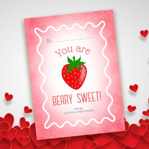 Berry Sweet Strawberry Classroom Valentine Mitteilungskarte