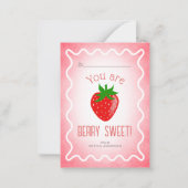 Berry Sweet Strawberry Classroom Valentine Mitteilungskarte (Vorderseite)