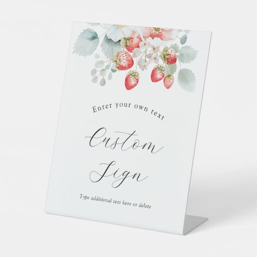 Berry Sweet Strawberry Custom Text Sign Sockelschild (Vorderseite)