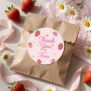 Berry Sweet Strawberry Danke Runder Aufkleber