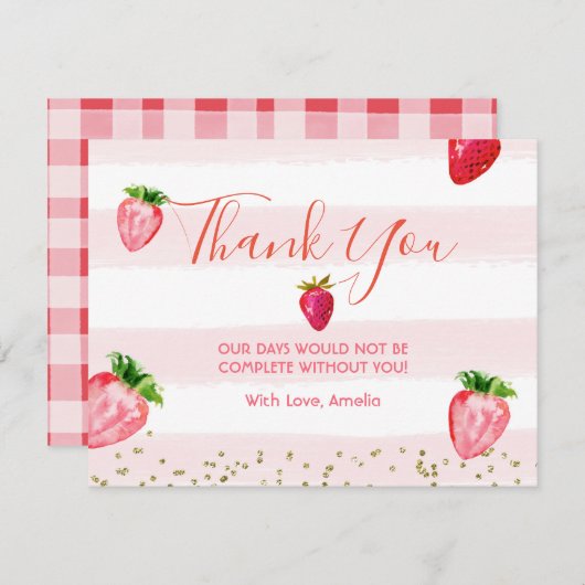 Berry Sweet Strawberry Dankeschön Note Card Dankeskarte (Vorne/Hinten)