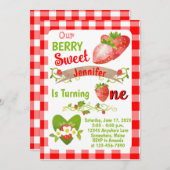 Berry Sweet Strawberry Einladung zum Geburtstag (Vorne/Hinten)