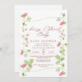 Berry Sweet Strawberry Elegant Baby Shower Einladung (Vorne/Hinten)