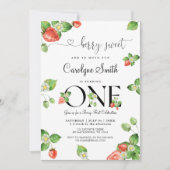 Berry Sweet Strawberry Erster Geburtstag Einladung (Vorderseite)