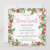 Berry Sweet Strawberry Frame Baby Dusche Einladung (Vorderseite)