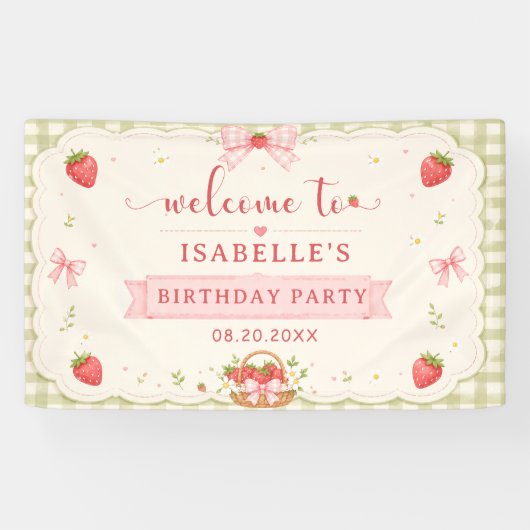 Berry Sweet Strawberry Geburtstag Banner (Horizontal)