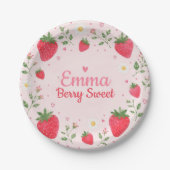 Berry Sweet Strawberry Geburtstag Rosa Pappteller (Vorderseite)