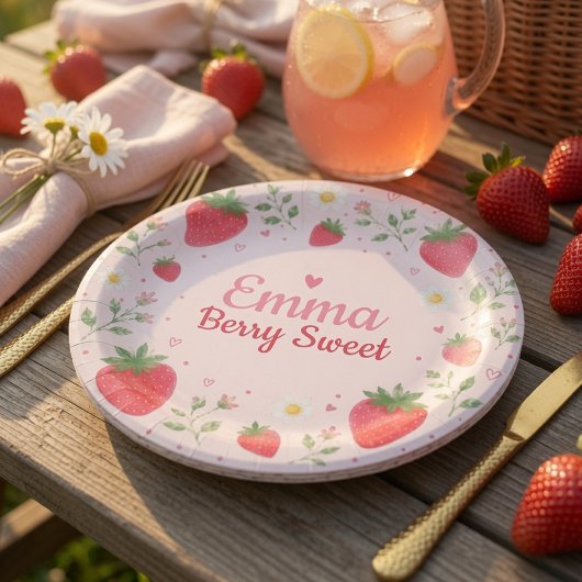 Berry Sweet Strawberry Geburtstag Rosa Pappteller