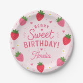 Berry Sweet Strawberry Geburtstag Rosa Pappteller (Vorderseite)