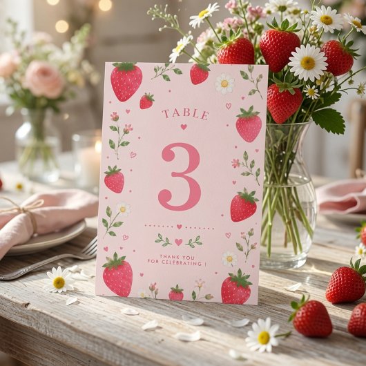 Berry Sweet Strawberry Geburtstag Tischnummer