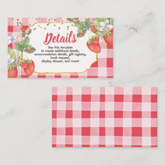 Berry Sweet Strawberry Geburtstagsdetails Begleitkarte (Vorne/Hinten)