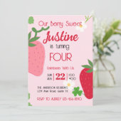 Berry Sweet Strawberry Geburtstagsparty Einladung (Stehend Vorderseite)