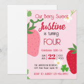Berry Sweet Strawberry Geburtstagsparty Einladung (Vorne/Hinten)