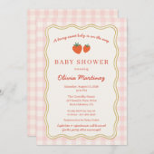 Berry Sweet Strawberry Gingham Baby Shower Einladung (Vorne/Hinten)